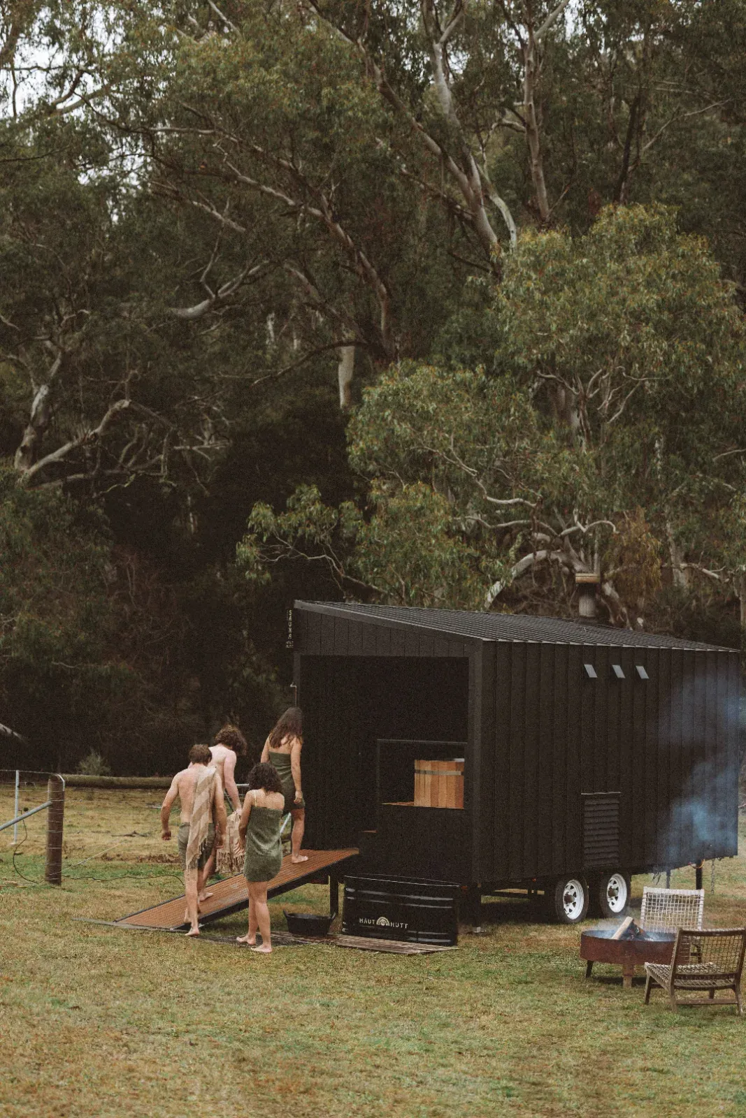 The Haut Hutt cedar sauna with built-on cold plunges