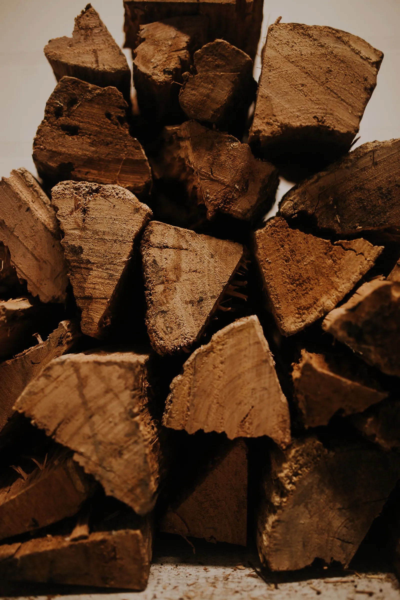 Split firewood stacked ready for the savusauna