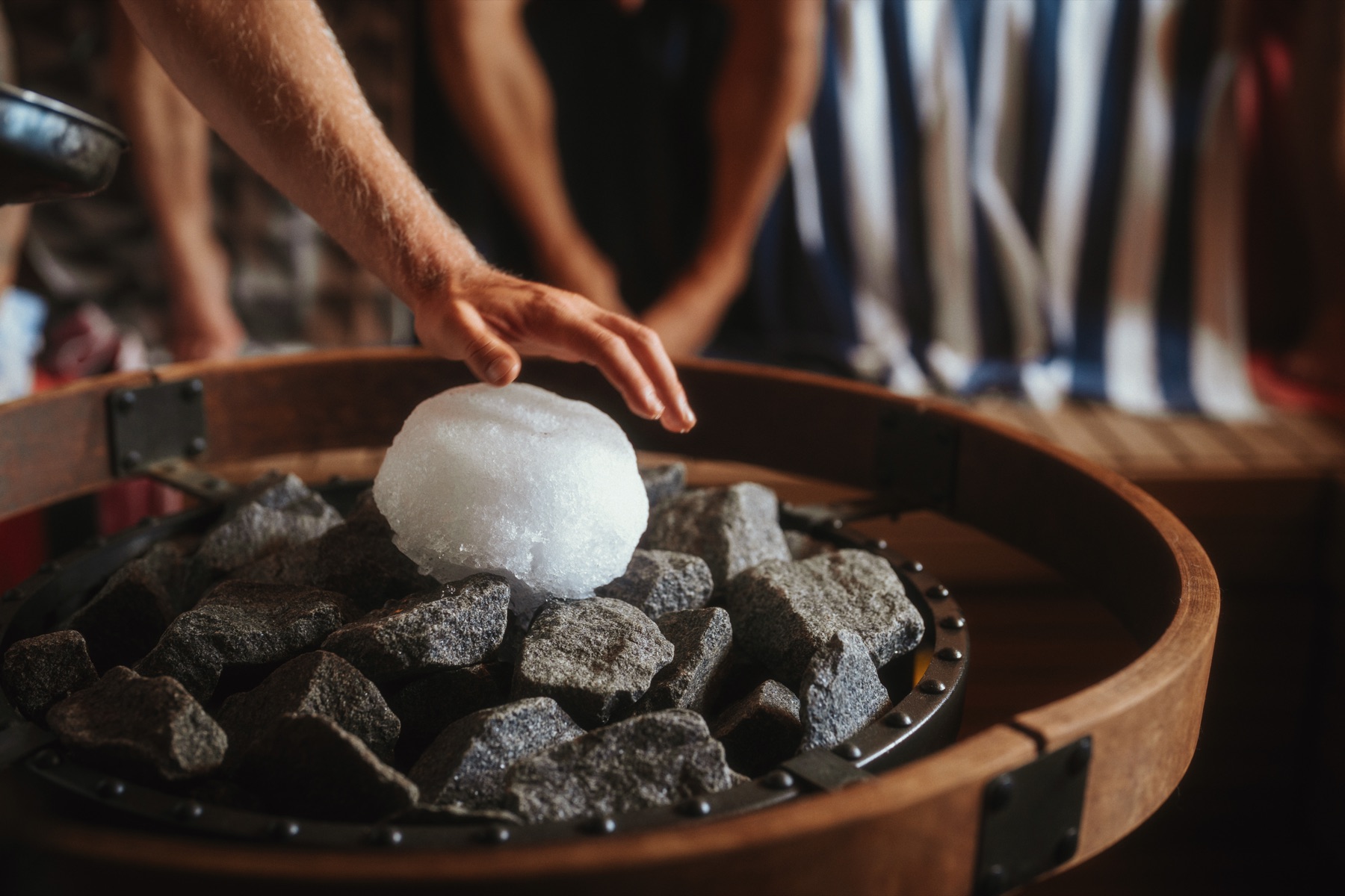 Placing an ice ball on the heater